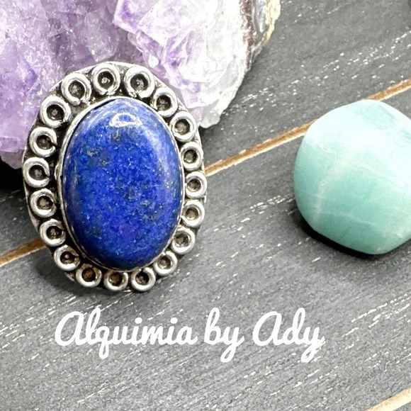 Maximalist Lapis lazuli silver oversized statement western ring - Picture 1 of 6